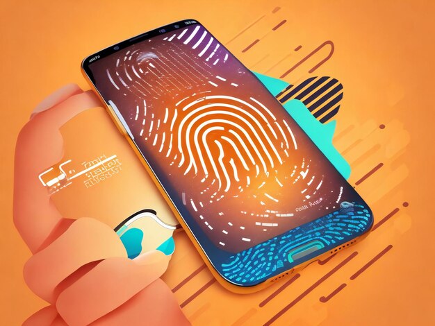 Smartphone with fingerprint scanner background ai generated