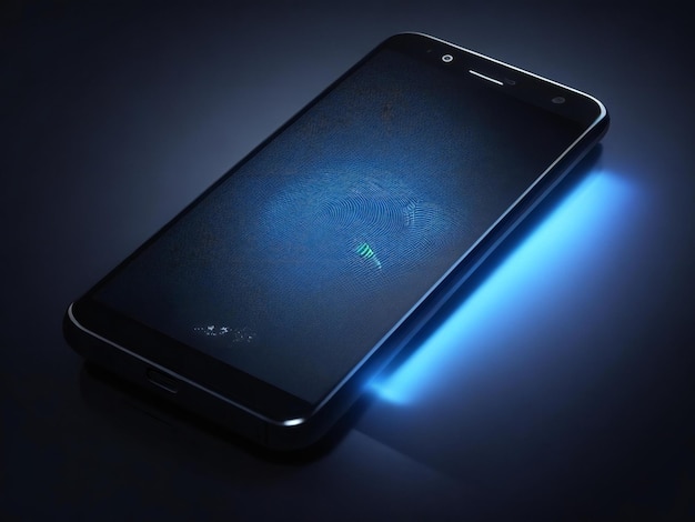Smartphone with fingerprint scanner background ai generated