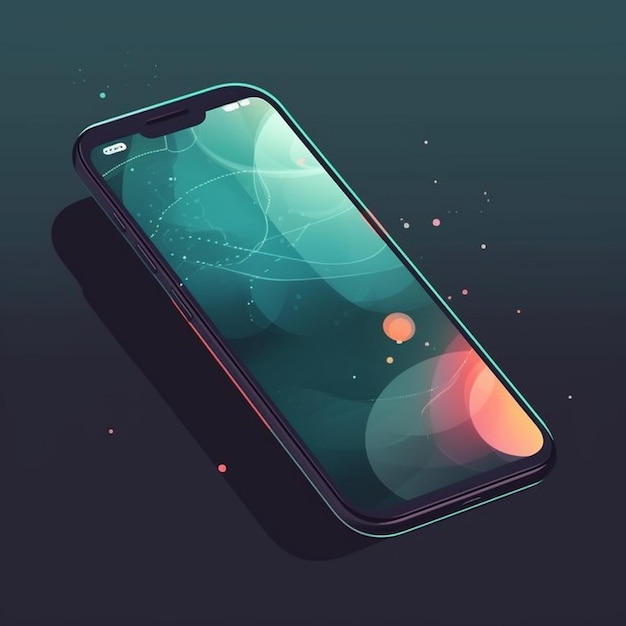 Smartphone with hologram screen on dark background 3d rendering