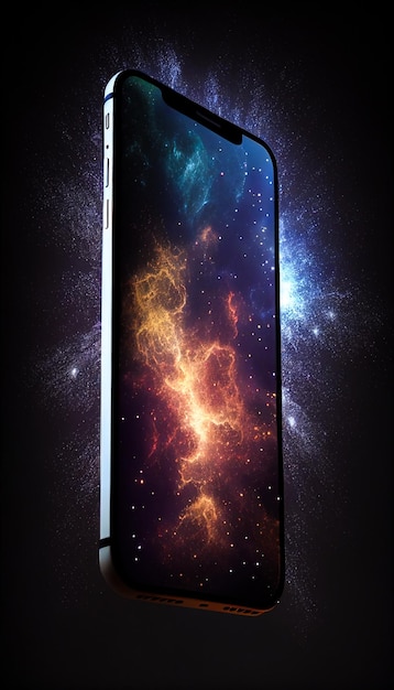 Foto smartphone con nebulosa galassia sullo schermo