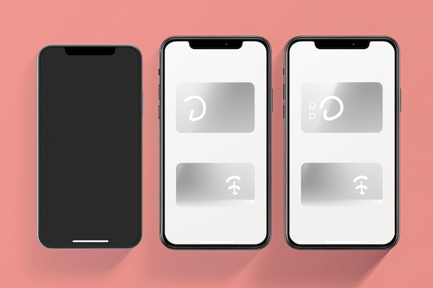 スマートフォンと3つの正方形のポストのレイアウトモックアップ - AIで生成された