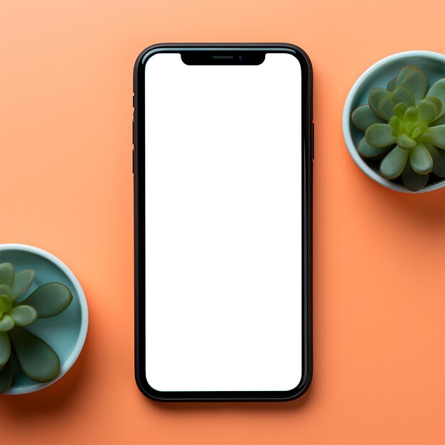 Smartphone with white screen technology template ai generated image