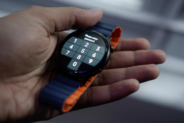 사진 손 사진 모형의 smartwatch