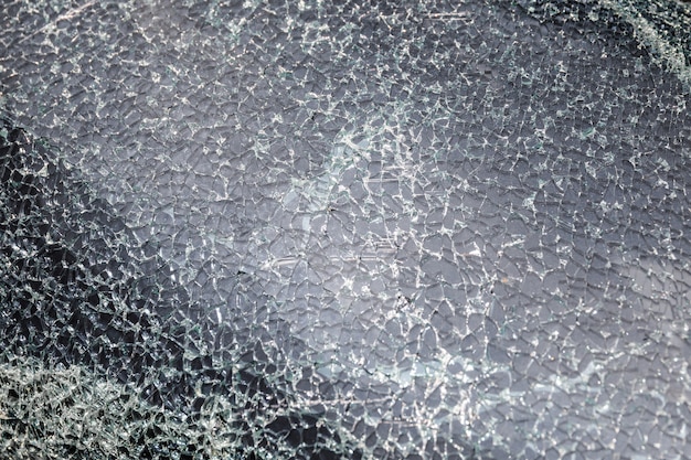 Smashed car window glass