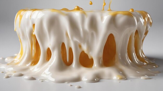 A smear of greasy melting cream on a white background