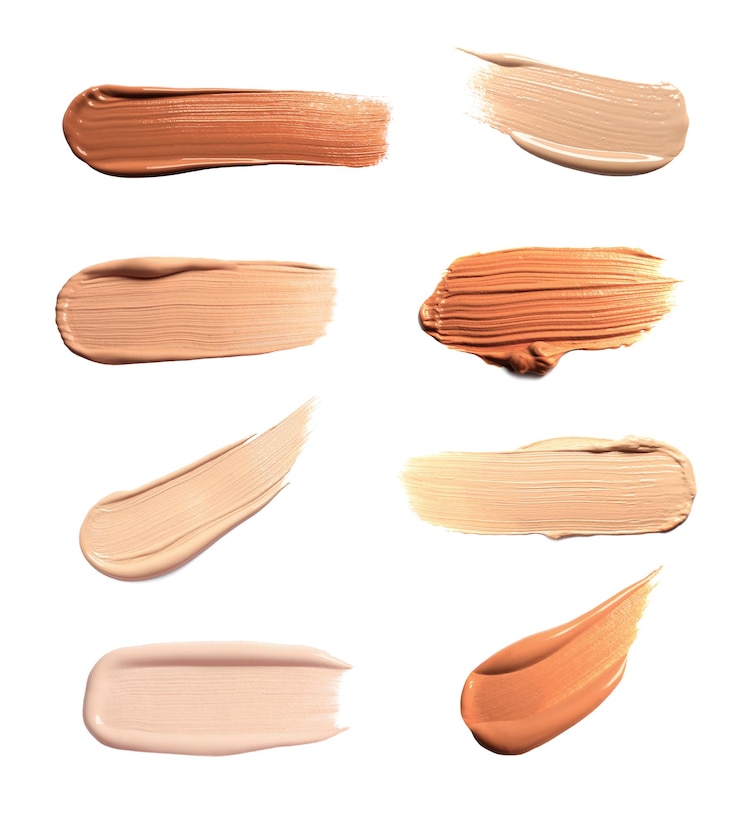 Photo smear of skin foundation isolated on white top view