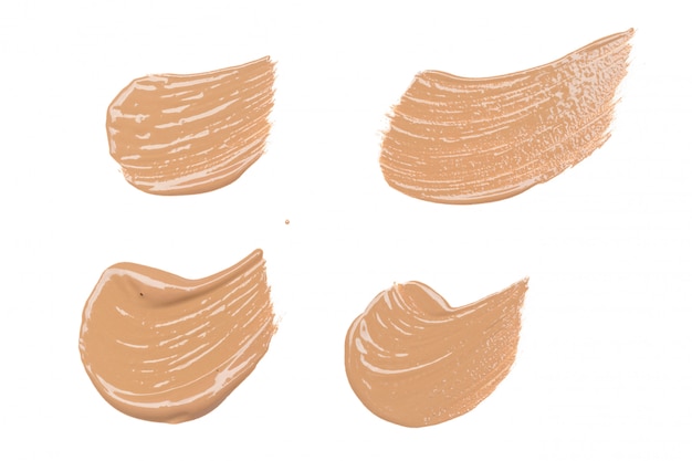 Smeared foundation natural make up on white background