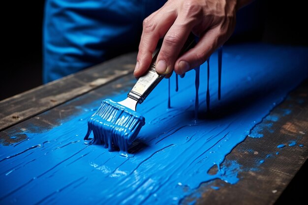 Photo smearing of bright blue paint