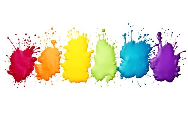 Photo smears stains of colored paint on a white background multicolored colors rainbow