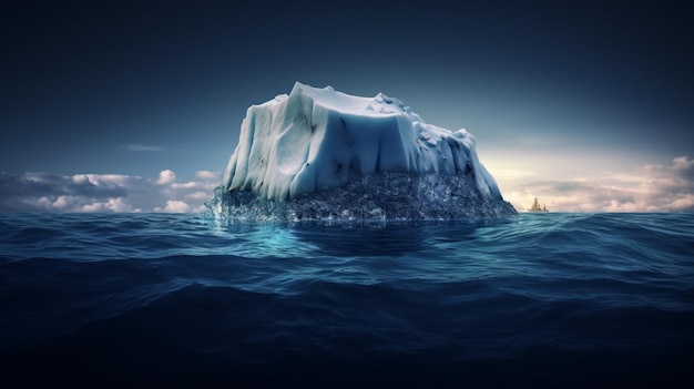 Smeltende ijsberg op de oceaan Opwarming van de aarde en klimaatverandering concepten
