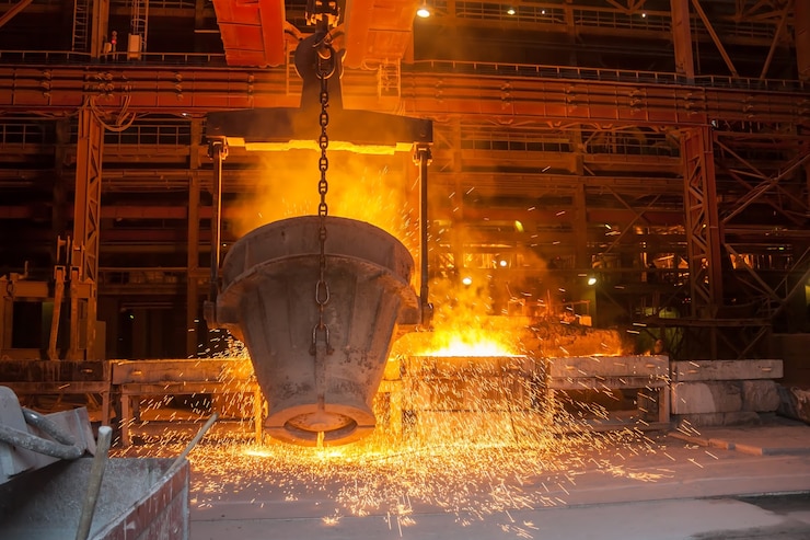 Photo smelting metal in a metallurgical plant