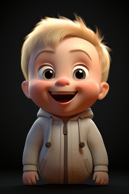 Foto un personaggio di animazione bambino 3d sorriso