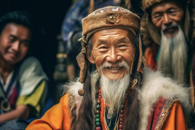 Photo the smile of the ainu people