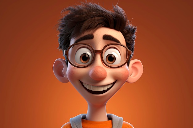 smile character 3d render 3d pixar style