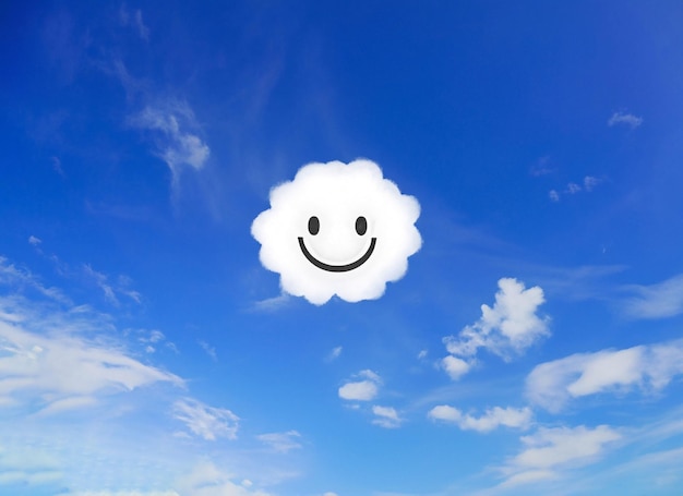 Foto sorriso nube sullo sfondo del cielo blu giornata mondiale del sorriso