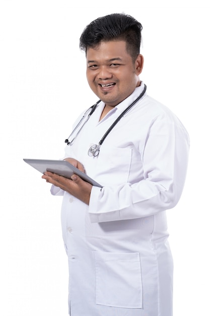 smile doctor holding tablet digital