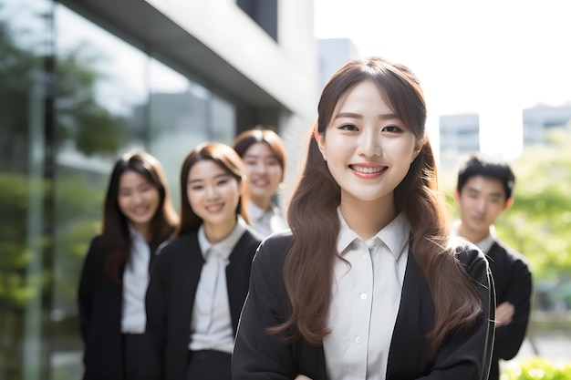 smile employee worker outdor building background