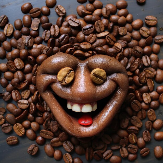 Foto il sorriso dei chicchi di caffè