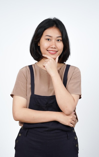 Smile and Looking at camera of Beautiful Asian Woman Isolated On White Background