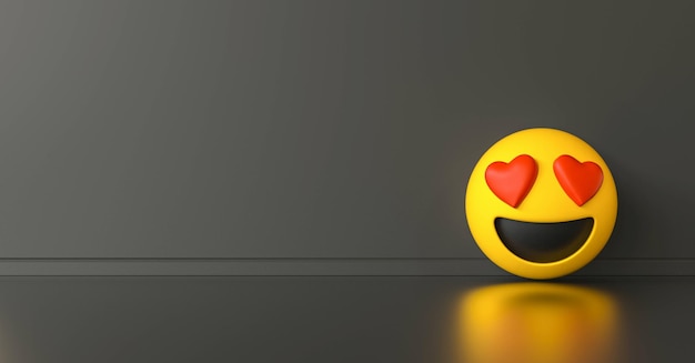 Premium Photo | Smile in love emoji ob dark gray background social media  and communications concept image banner size copyspace for your individual  text
