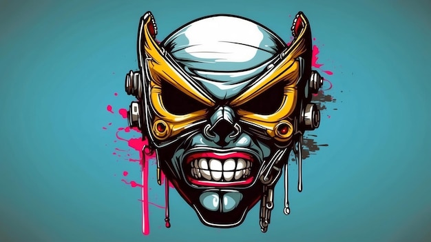 smile mask artwork design vector for sticker or tshirt like a rock band