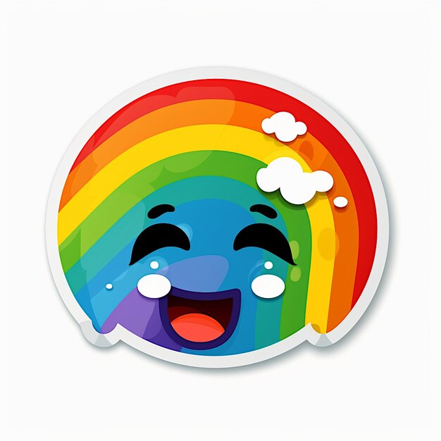Foto sorriso adesivo emoji arcobaleno