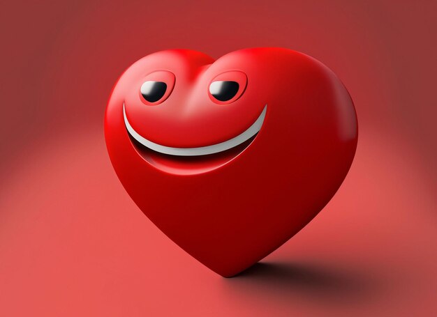 Smile red heart on red background world smile day