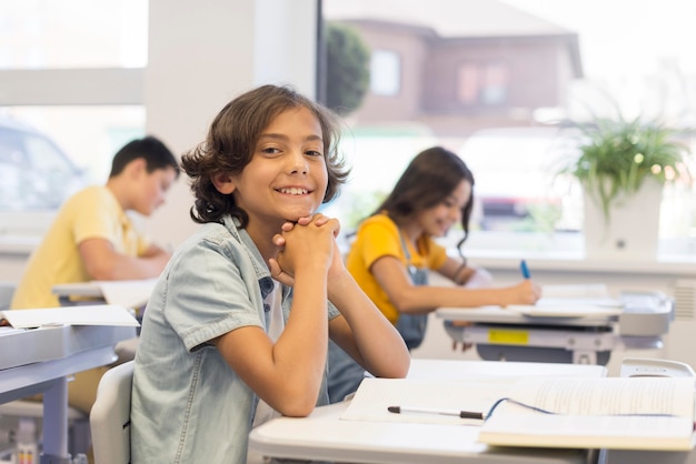 smiley childrens in classroom