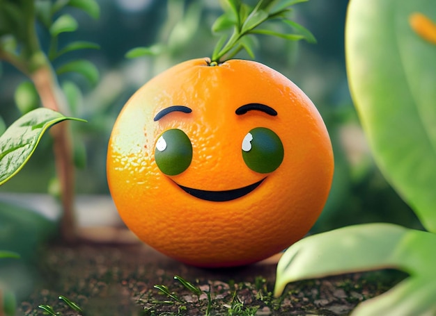 Photo a smiley cute orange in a garden world smile day