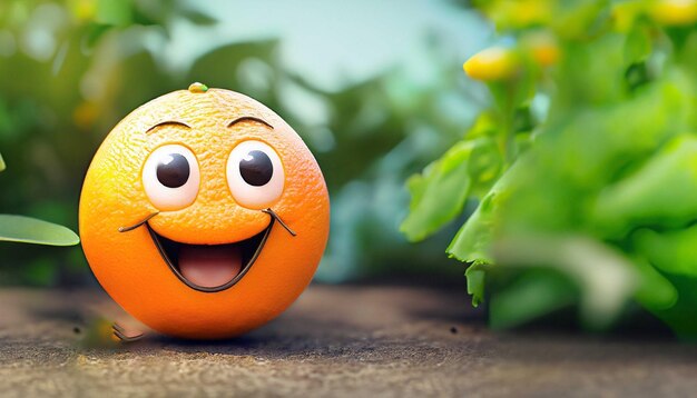 Photo a smiley cute orange in a garden world smile day