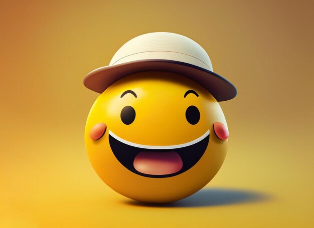 Smiley Emoji Wearing Hat On A Yellow Background World Smile Day