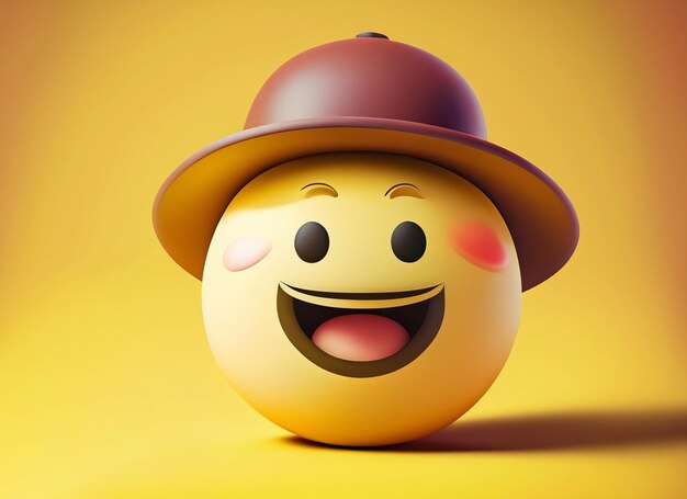 Smiley Emoji Wearing Hat On A Yellow Background World Smile Day