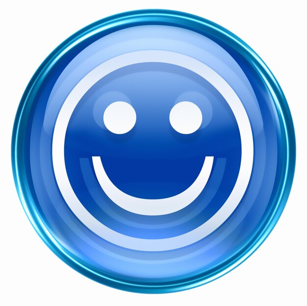 Photo smiley face blue isolated on white