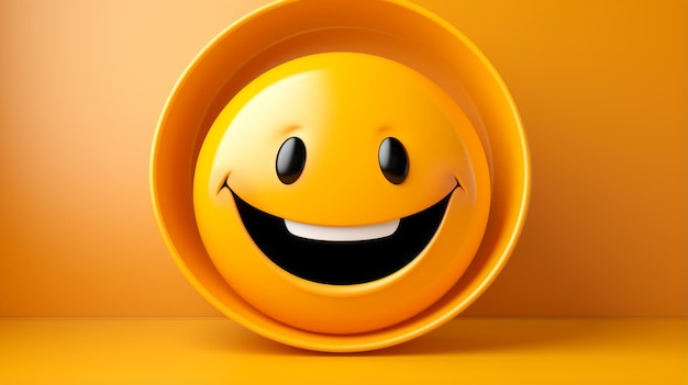 a smiley face in a bowl on an orange background
