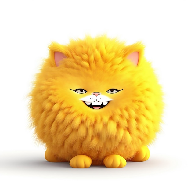 Smiley face cartoon cat mascot on white background