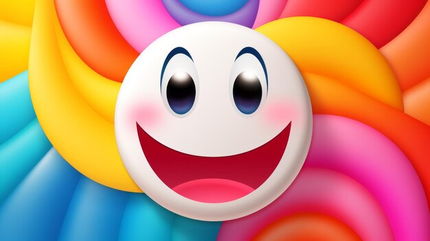 a smiley face on a colorful background