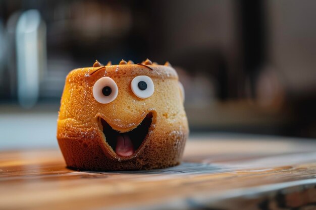 a smiley face with a cake and a surprised expression