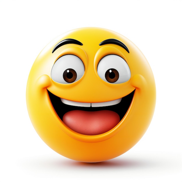 Photo smiley face with happy expression on white background