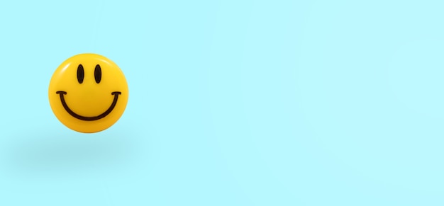 smiley happy face emoticon on pastel blue background