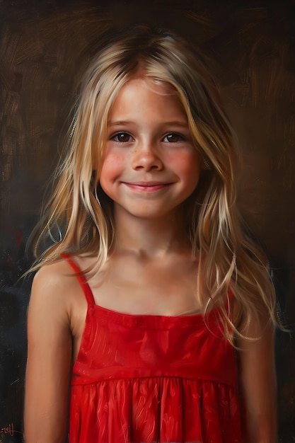 Smiley little girl in a red dress