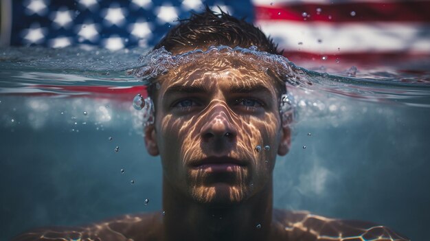 Photo smiley male swimmer posing with goggles and cap in the pool