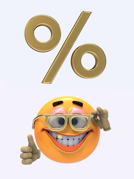 Smiley procent. 3d illustratie