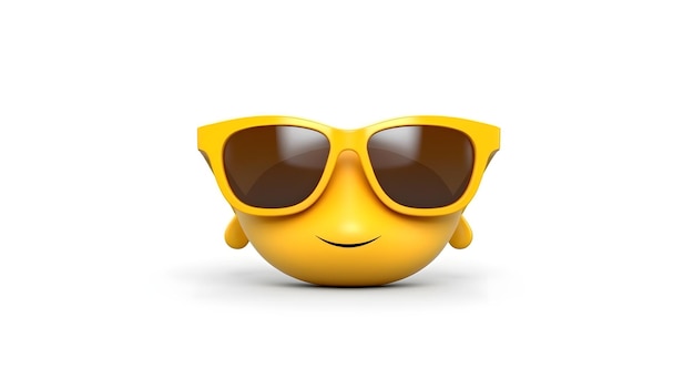 A smiley wearing sunglasses with a yellow smiley face and a white background.