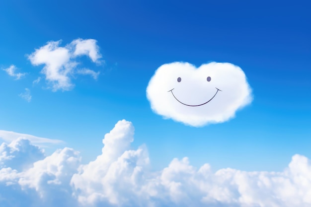 Фото Смайлик из облака в голубом небе