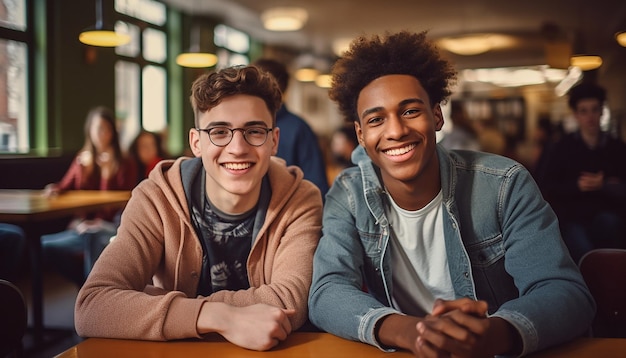 a smiling 17 year old international male student at university in Germany