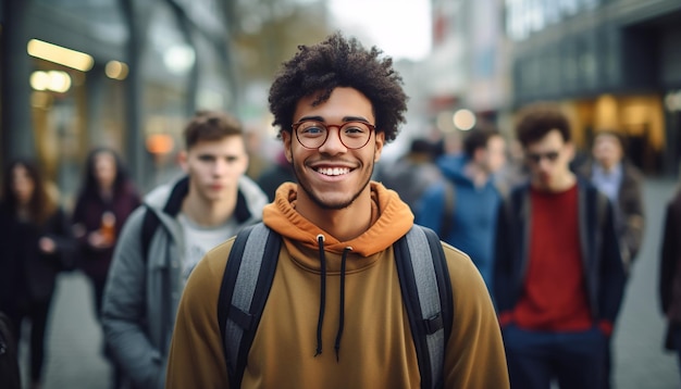 a smiling 17 year old international male student at university in Germany