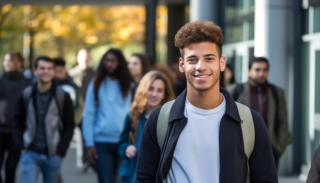 a smiling 17 year old international male student at university in Germany