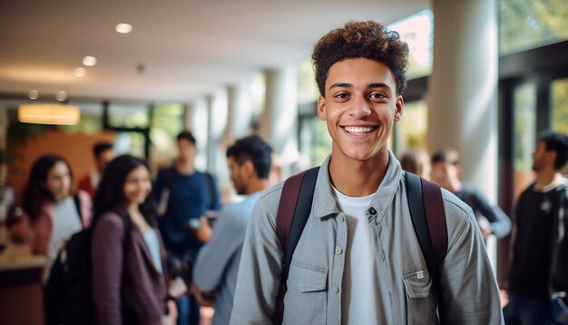 a smiling 17 year old international male student at university in Germany