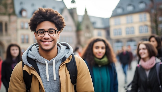 a smiling 17 year old international male student at university in Germany