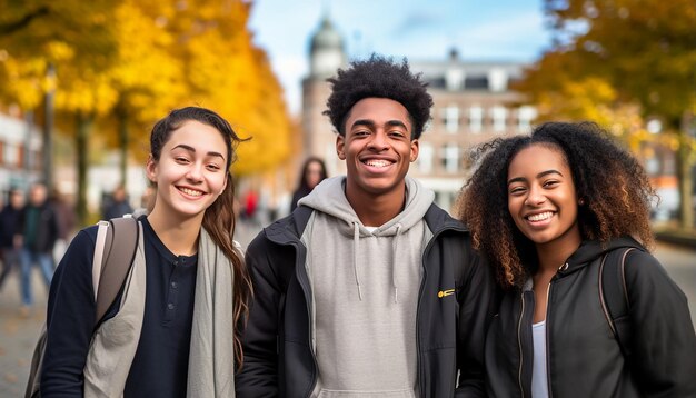 A smiling 17 year old international male student at university in germany